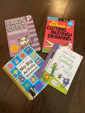 Pre-K or K bundle! Two Wipe-Clean books, a workbook and arts/crafts book.
